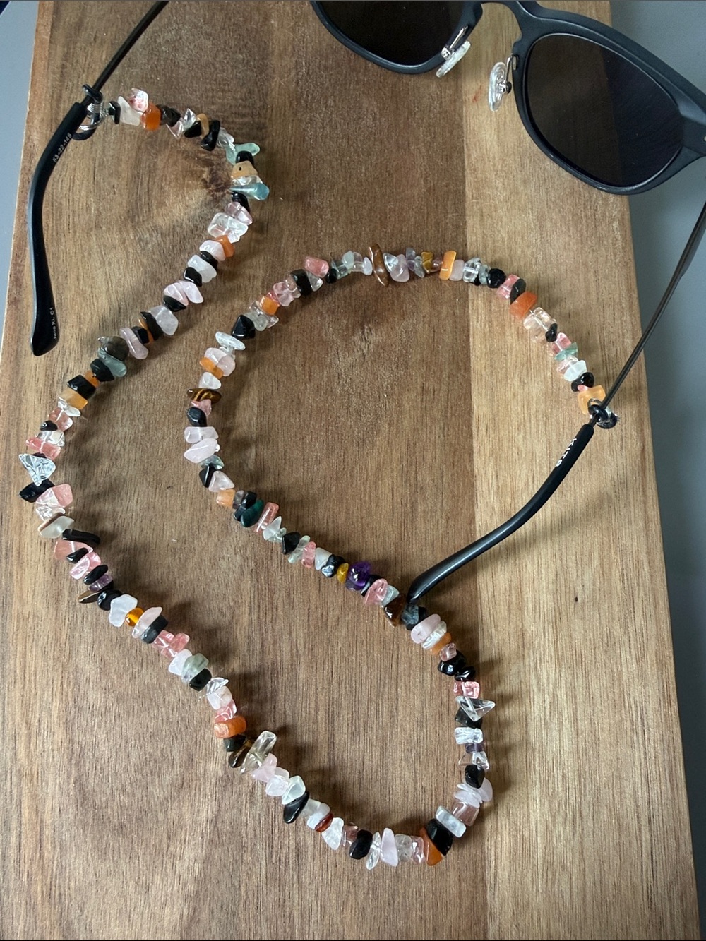 ⭐️ 29. Handmade REAL STONE sunglasses neck strap necklace -ROSE QUARTZ- 25 inch